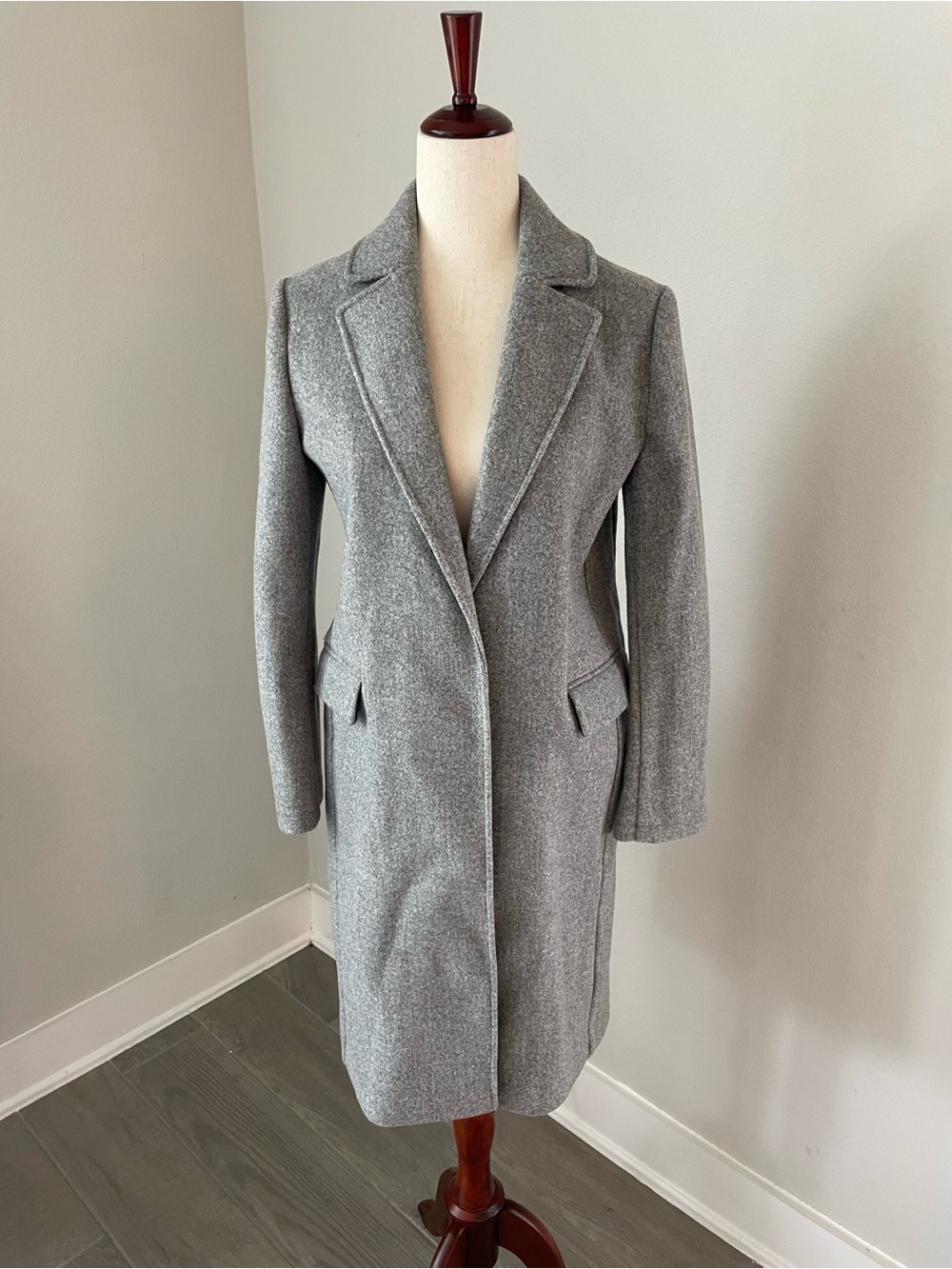 TopShop Womens Gray Felt Pea Coat Winter Jacket Size 4